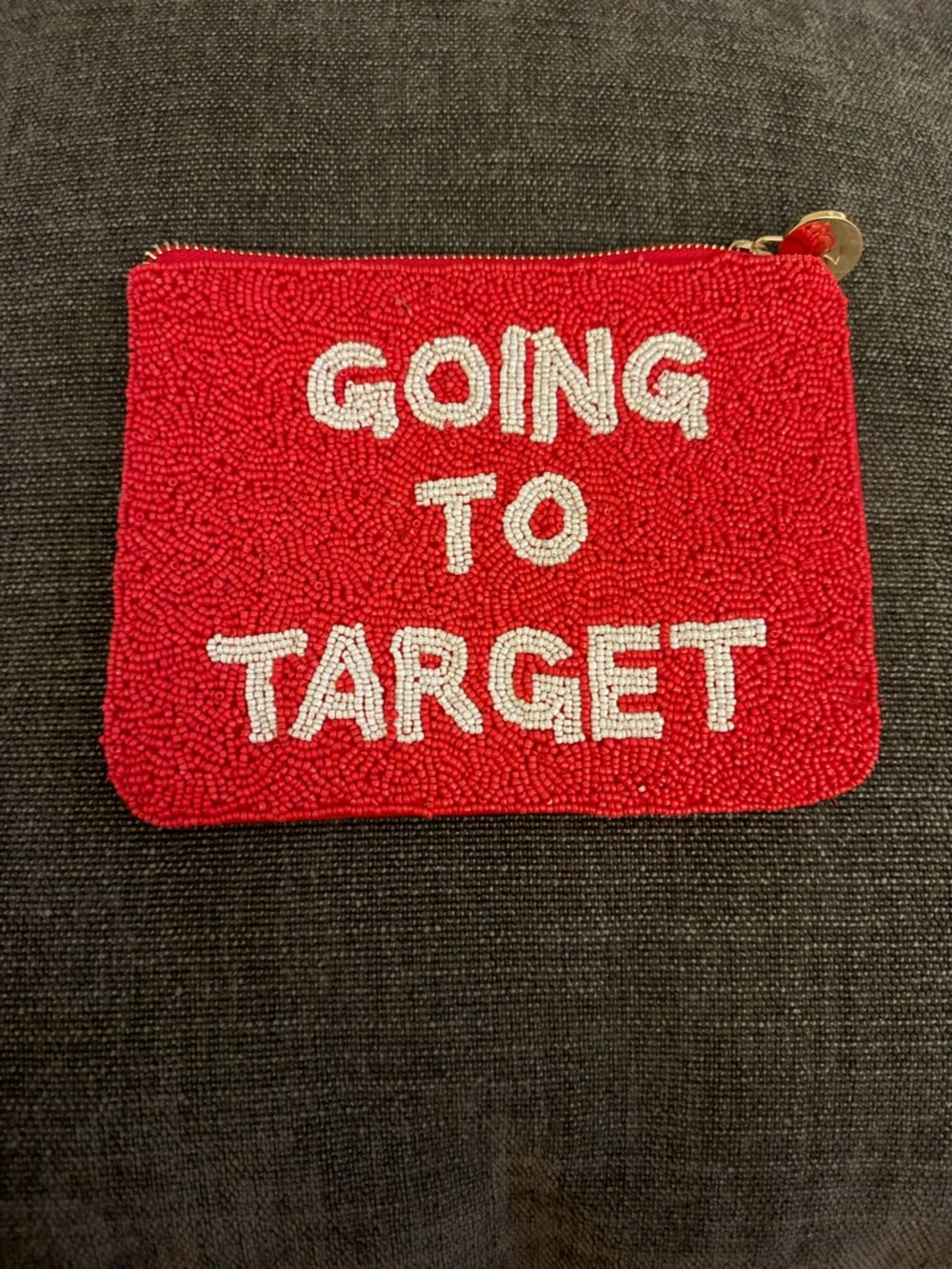 Beaded 'Going to Target' Red Coin Pouch